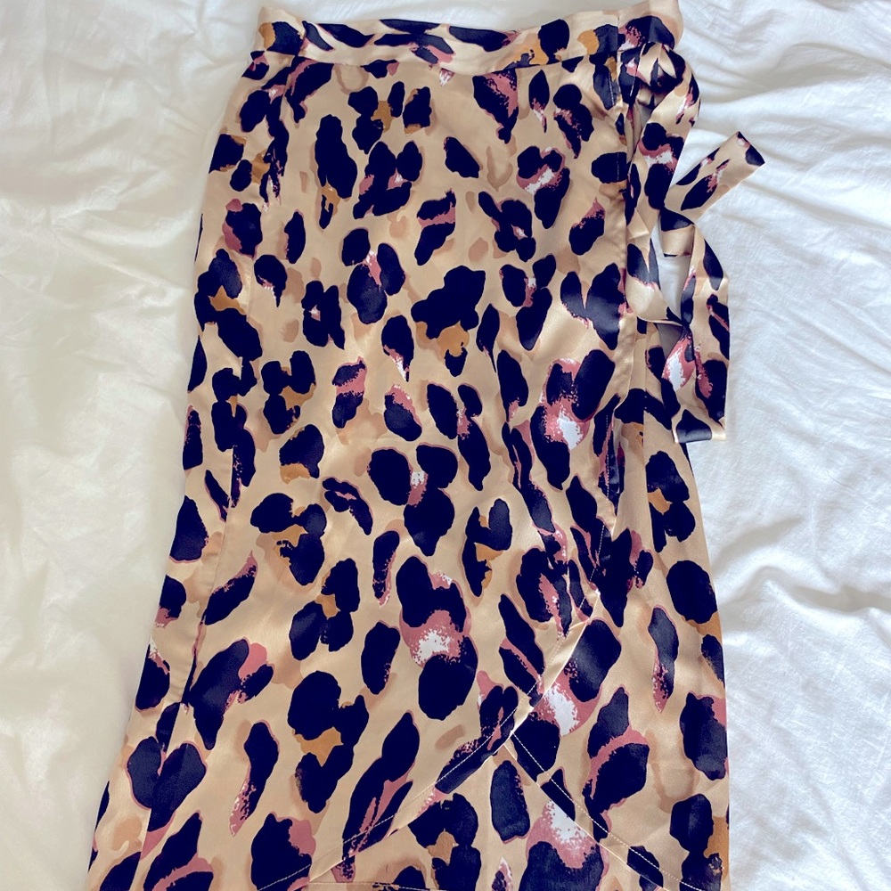 Boohoo Cheetah Print Wrap Skirt